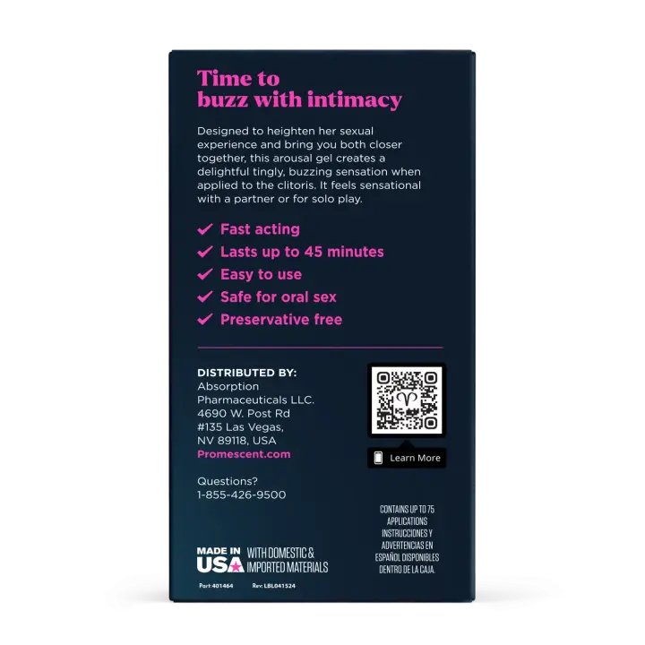 Promescent Buzzing Female Arousal Gel - অন্তরঙ্গ আনন্দের জন্য নিরাপদ জেল