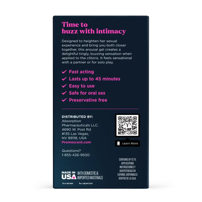 Promescent Buzzing Female Arousal Gel - Enhanced Pleasure & Sensitivity